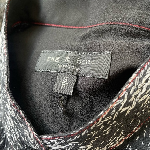 Rag & Bone Black Multi Zebra Maris Silk Popover Relaxed Fit Blouse Size Small - Picture 10 of 12